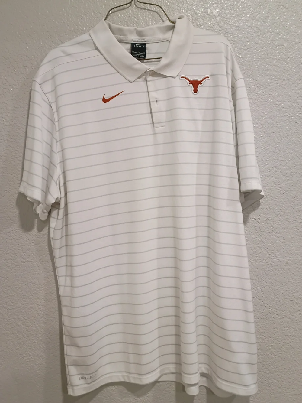 Nike White Striped Texas Longhorns Dri-FIT Polo